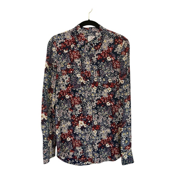 AG Adriano Goldschmied Silk Floral Shirt - Blue and Red - Picture 1 of 9